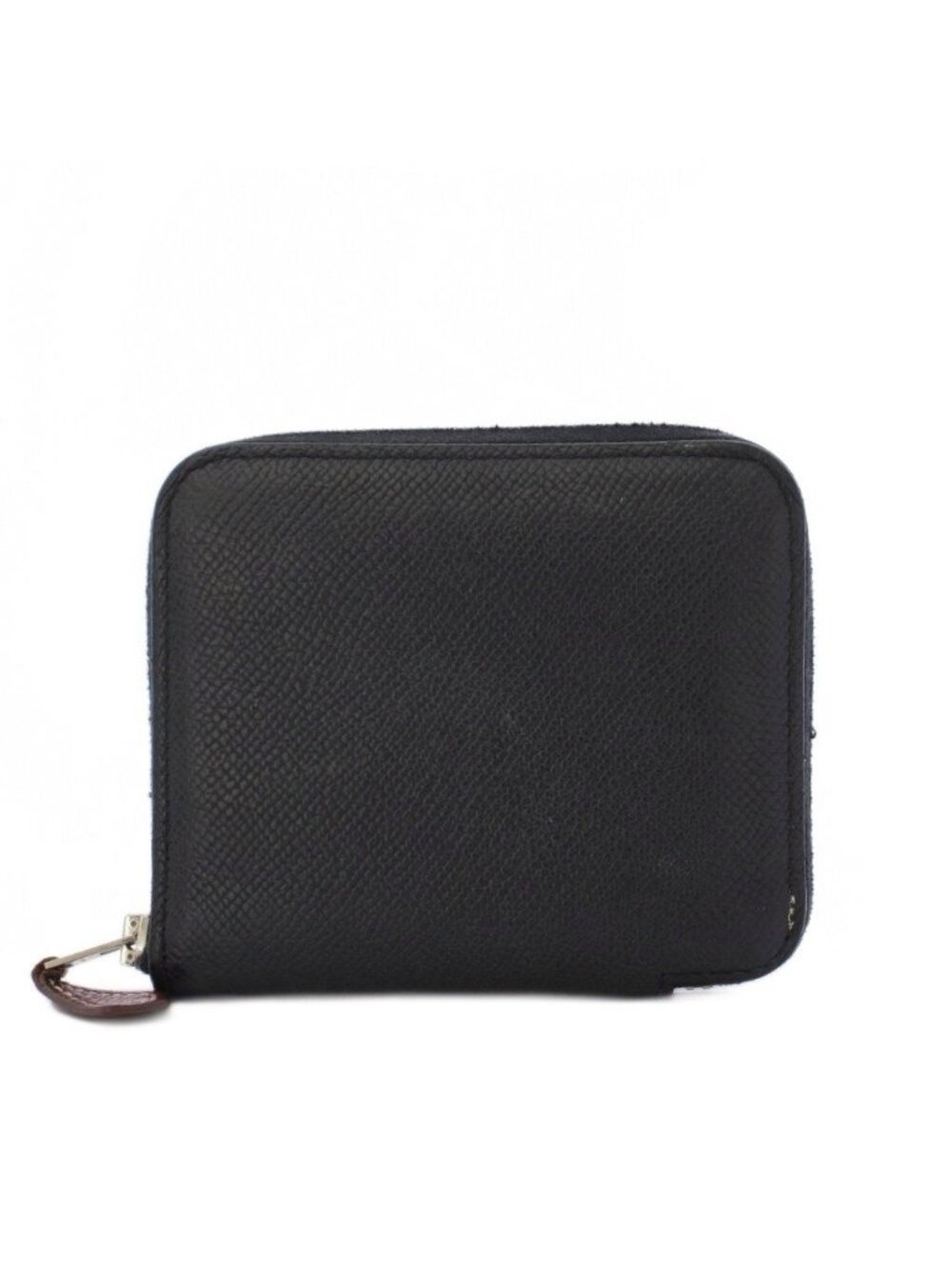 Hermes Azap Compact Silk'in Coin Purse Zip Around Black Stamp